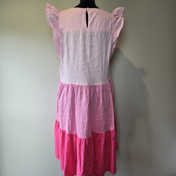 J. Crew Linen Dress Blend Pink Tiered Loose Fit Swing 4 - Picture 2 of 13